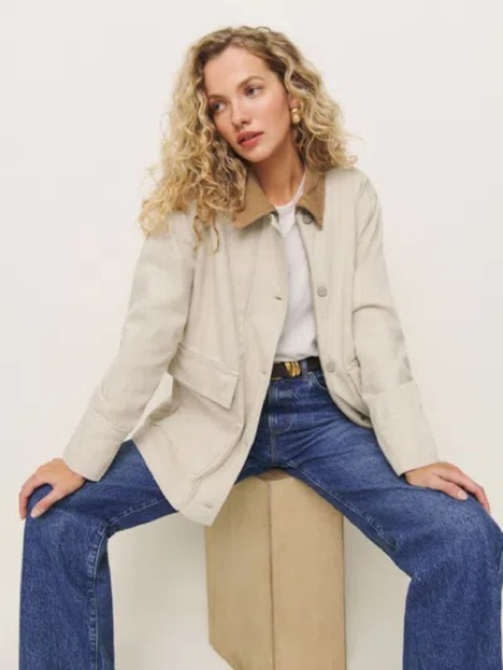 Reformation archer jacket in coyote, XS
